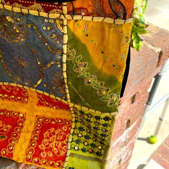 BOHEMIAN UNIQUE PATCHWORK HANDMADE UPCYCLED SHOULDER BAG TOTE ADVENTUROU… - Picture 5 of 13